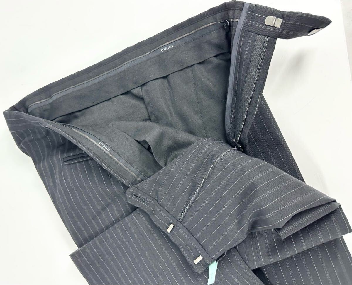 【高級(jí)品】グッチ GUCCI スーツ セットアップ ストライプ ビジネス メンズ シングル 2B ブラック チャコールグレー M~L
