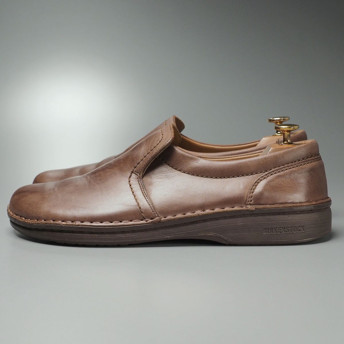 W3923//ドイツ制*ビルケンシュトック/BIRKENSTOCK*ナッシュビル/NASHVILLE /メンズ43/プレーントゥ/レザースリッポン/ローファー/革靴/茶