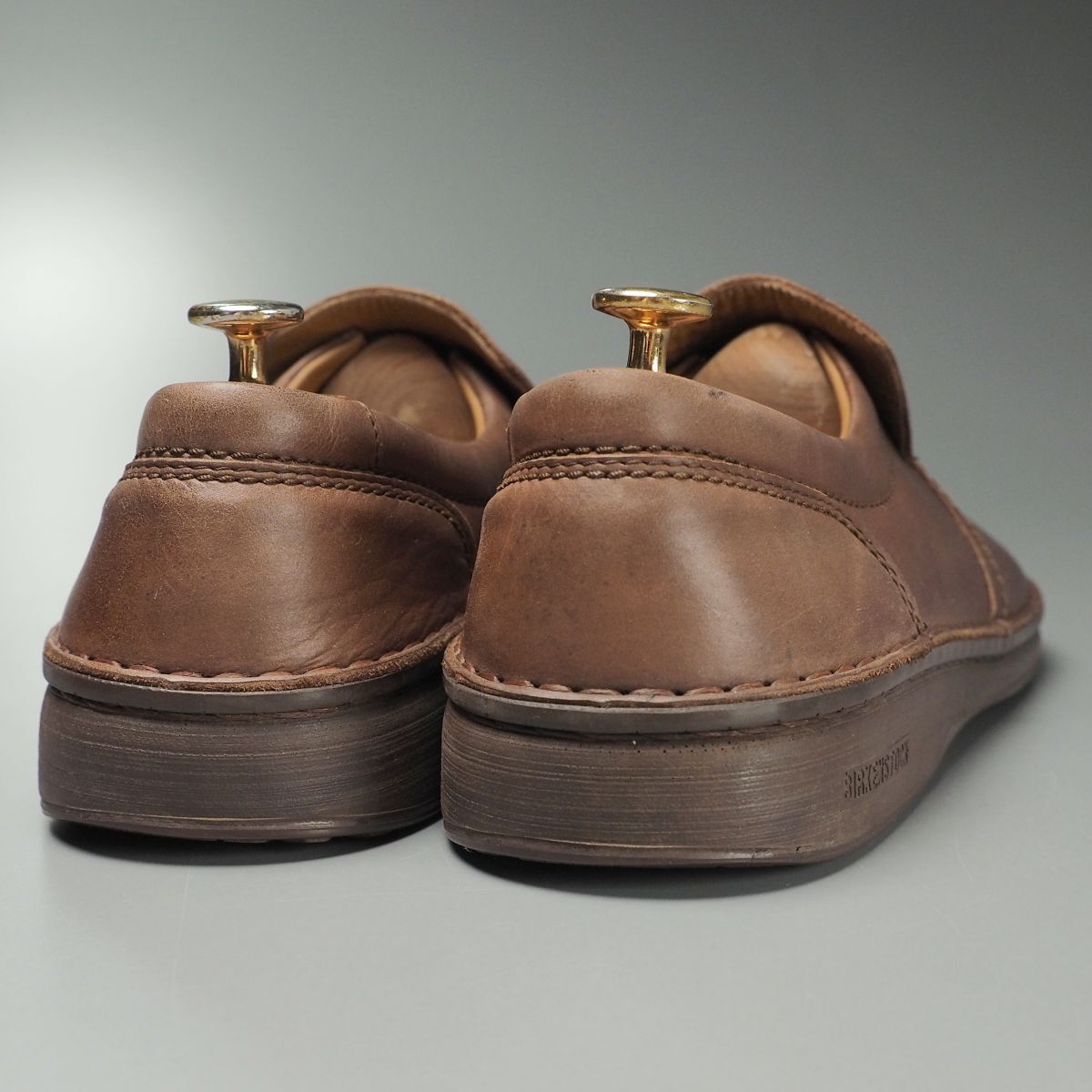 W3923//ドイツ制*ビルケンシュトック/BIRKENSTOCK*ナッシュビル/NASHVILLE /メンズ43/プレーントゥ/レザースリッポン/ローファー/革靴/茶