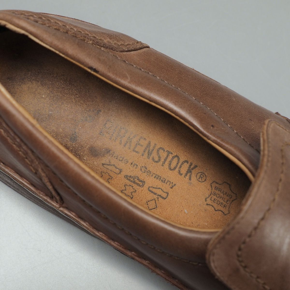 W3923//ドイツ制*ビルケンシュトック/BIRKENSTOCK*ナッシュビル/NASHVILLE /メンズ43/プレーントゥ/レザースリッポン/ローファー/革靴/茶
