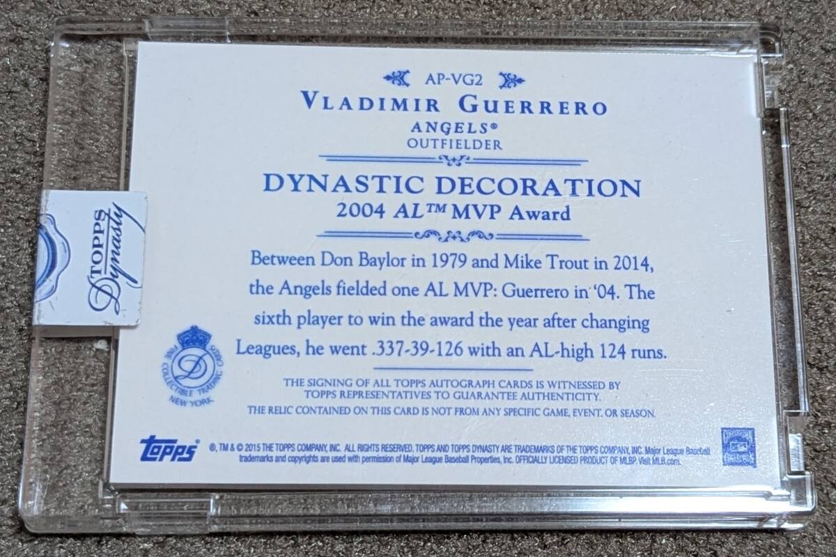 【10枚限定】ブラディミール?ゲレーロ 2015 TOPPS DYNASTY PATCH AUTOGRAPH VLADIMIR GUERRERO / ANGELS / 直筆サインカード