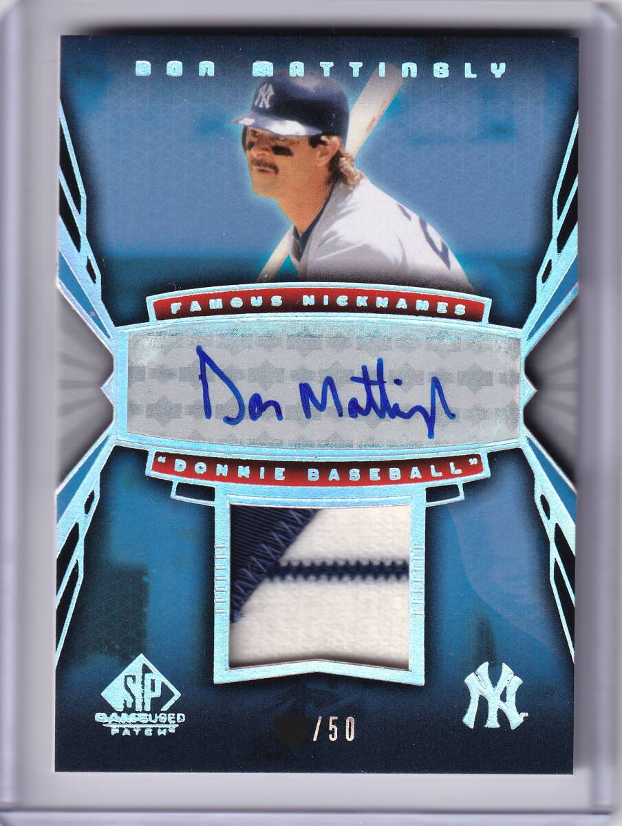 ドン?マッティングリー 直筆サインカード 202004 UPPER DECK SP GAME USED PATCH AUTOGRAPH 50枚限定 DON MATTINGLY / TOPPS 以外