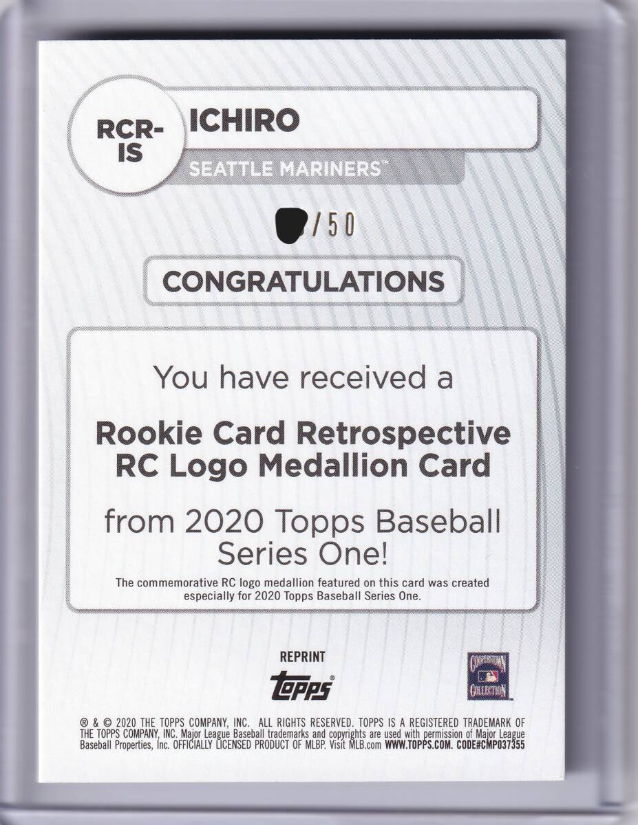 【イチロー】50枚限定 2020 TOPPS SERIES ONE ROOKIE CARD RETROSPECTIVE RC LOGO MEDALLION CARD ICHIRO / マリナーズ