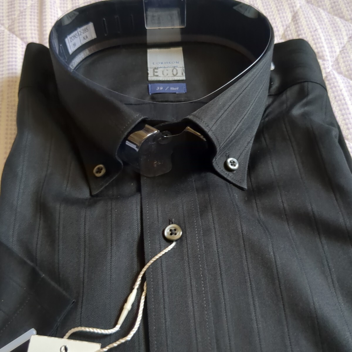 未使用　LORDSON ブラックストライプシャツ 39　半袖_画像6