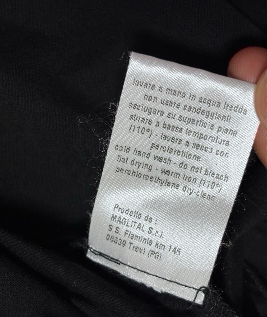 Cruciani クルチアーニ ニット ヘンリーネック コットン ブラック系 サイズ 50 M～L イタリア製 Tシャツ 半袖 ポケット 黒