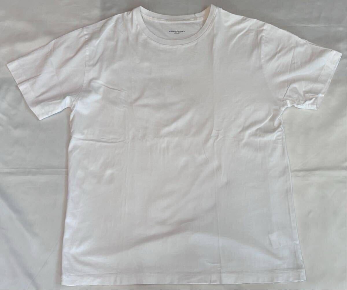 ジョンスメドレー JOHN SMEDLEY Tシャツ 半袖 コットン 綿 ホワイト系 サイズ 3 M～L クルーネック Tシャツ