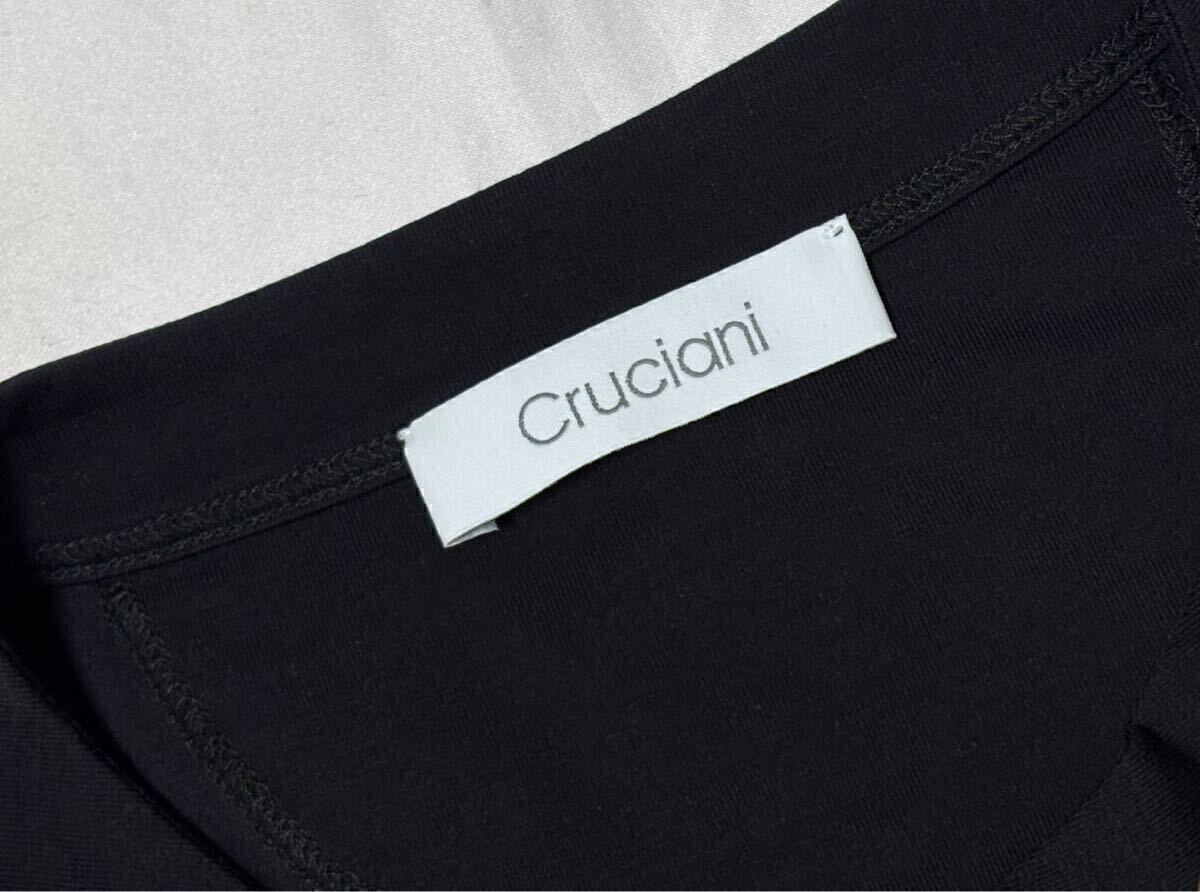 Cruciani クルチアーニ ニット ヘンリーネック コットン ブラック系 サイズ 50 M～L イタリア製 Tシャツ 半袖 ポケット 黒