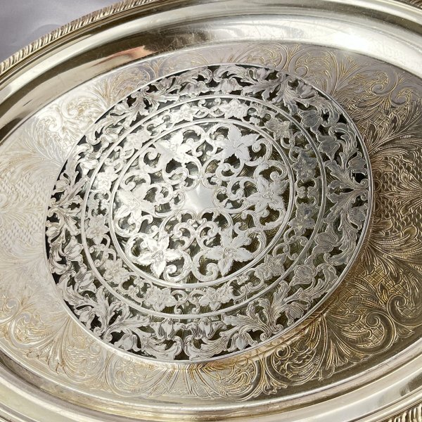 WEBSTER】【純銀/ガラス】のティーセンター 20cm！スターリング