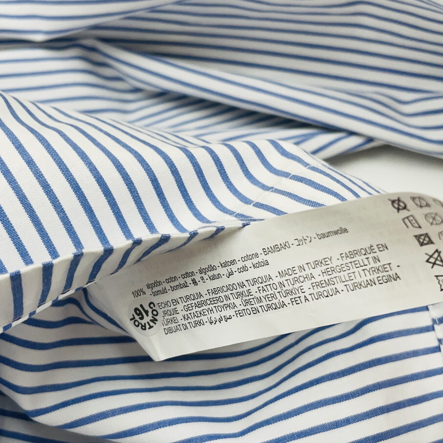 ZARA /XS/ ストライプ 長袖シャツ ショート丈 トップス レディース タグ付き カジュアル 通勤ブルーホワイト 大人可愛い生地コットン ザラ