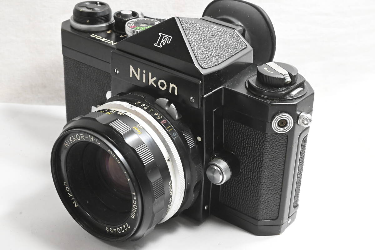 Nikon ニコン F ブラック 6885058 NIKKOR-H?C Auto 1：2 50mm レンズセット フィルムカメラ　.Y