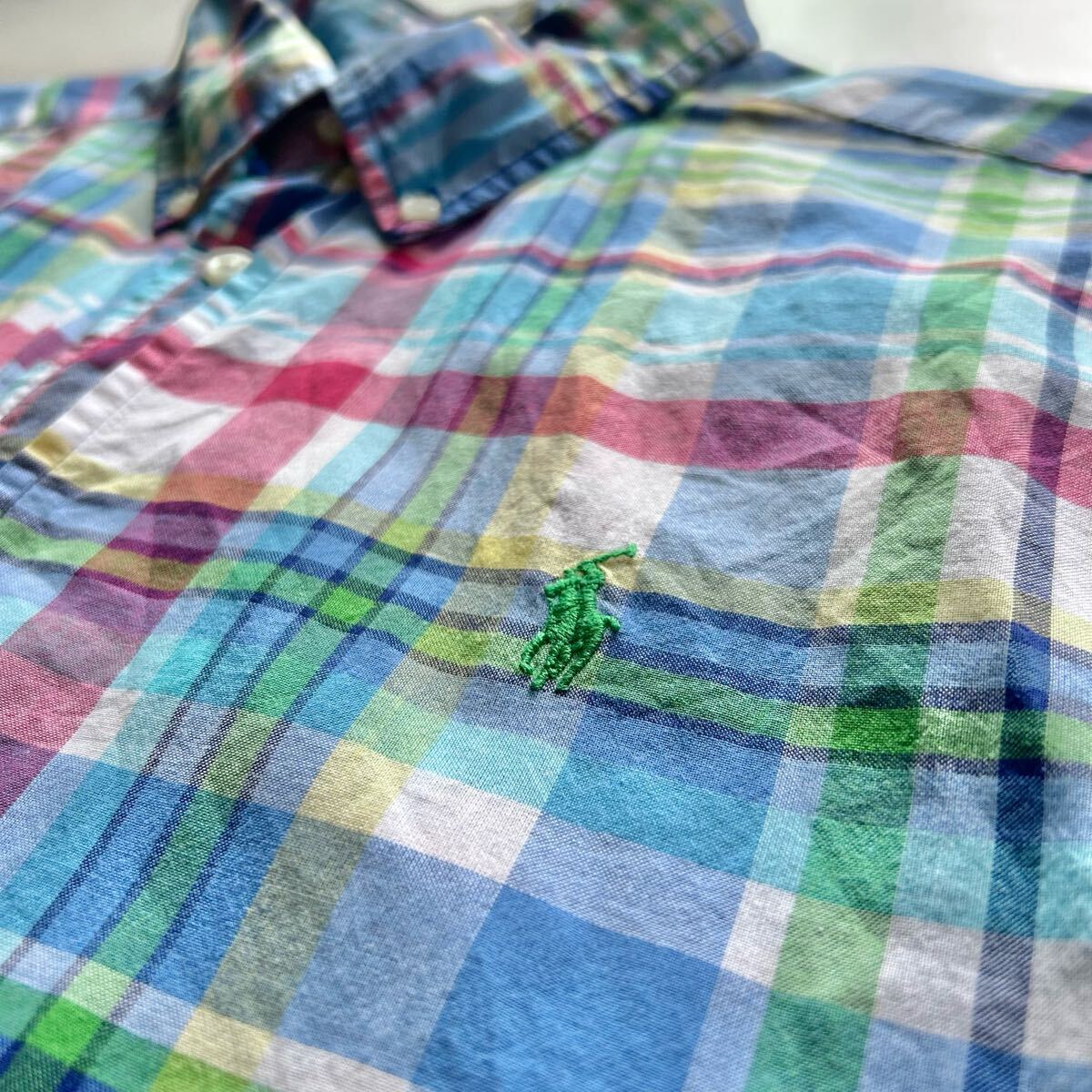 Ralph Lauren ラルフローレン マドラスチェック ポニー 刺繍 ボタンダウン 半袖シャツ