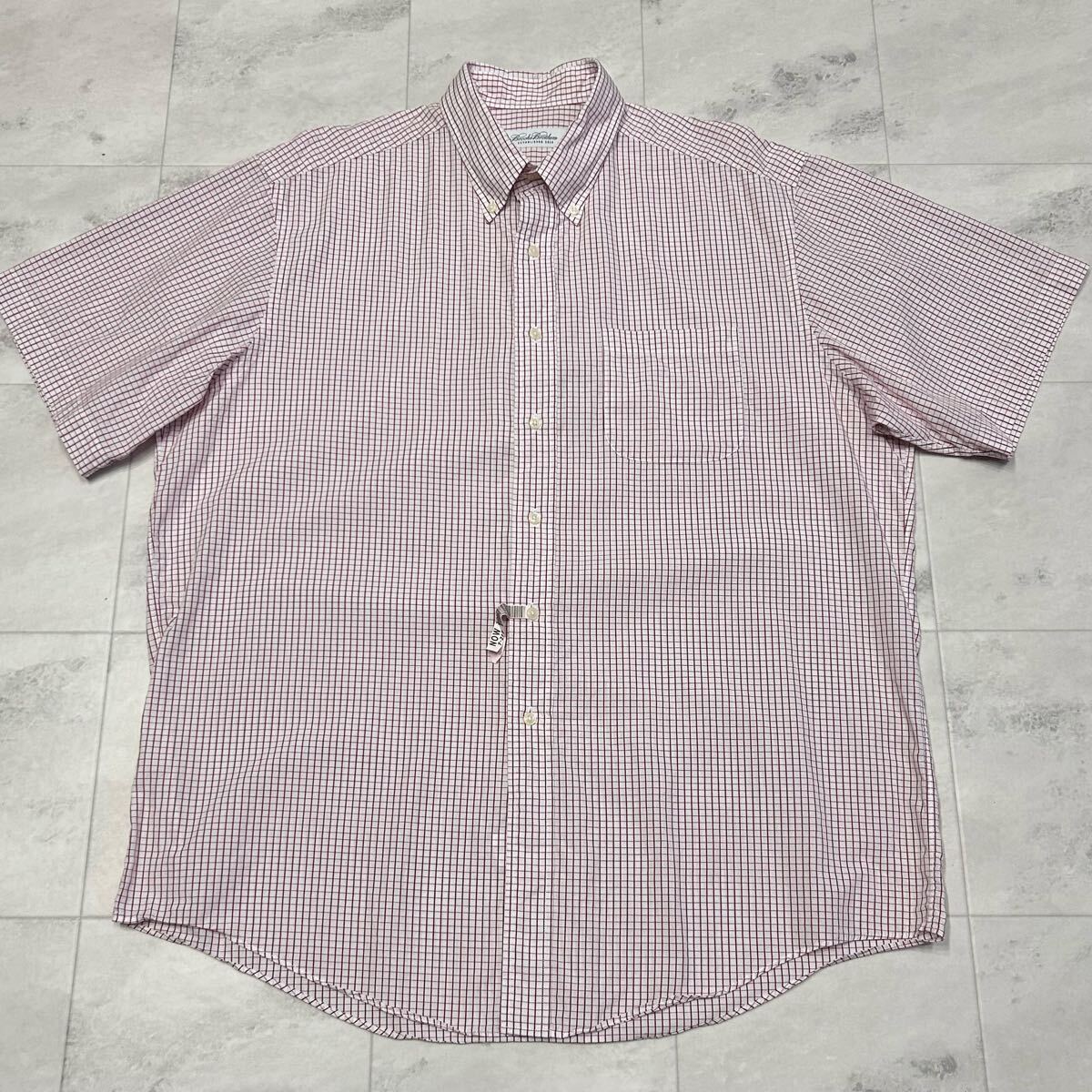 00s Brooks Brothers ブルックスブラザーズ 格子 チェック ボタンダウン 半袖シャツ 綿100% 