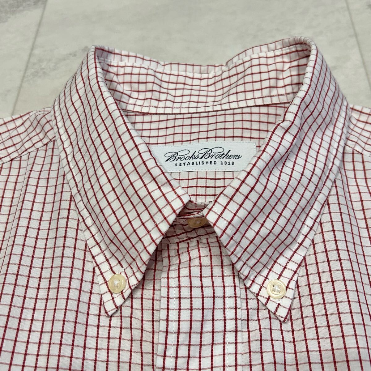 00s Brooks Brothers ブルックスブラザーズ 格子 チェック ボタンダウン 半袖シャツ 綿100% 