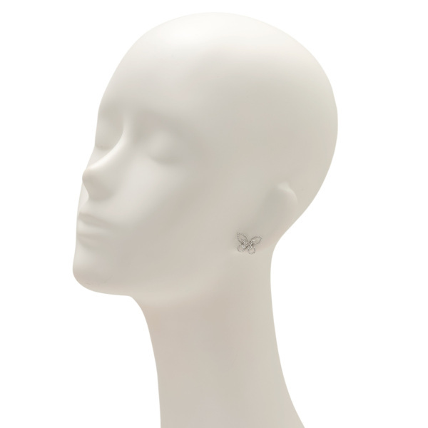 グラフ バタフライシルエット ダイヤモンド ピアス K18ホワイトゴールド 中古_画像3