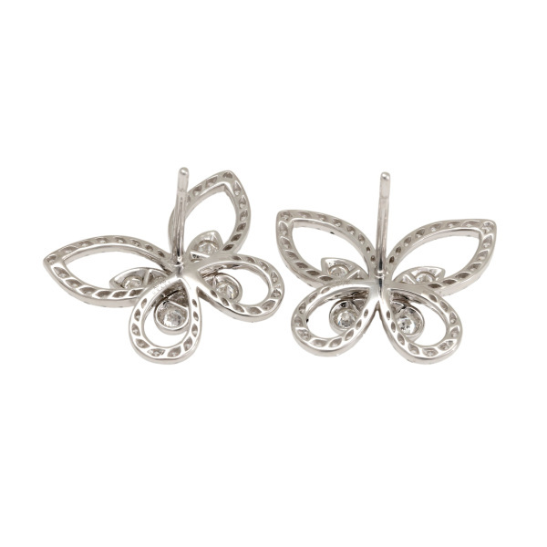 グラフ バタフライシルエット ダイヤモンド ピアス K18ホワイトゴールド 中古_画像5