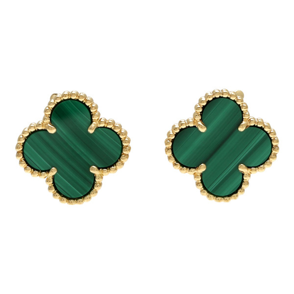  Van Cleef & Arpels Vintage aru рукоятка blaK18 желтое золото серьги б/у 