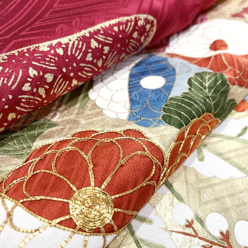 ☆きものマーチ☆振袖 総柄 古典柄 金駒刺繍 金彩 菊 菖蒲 桐
