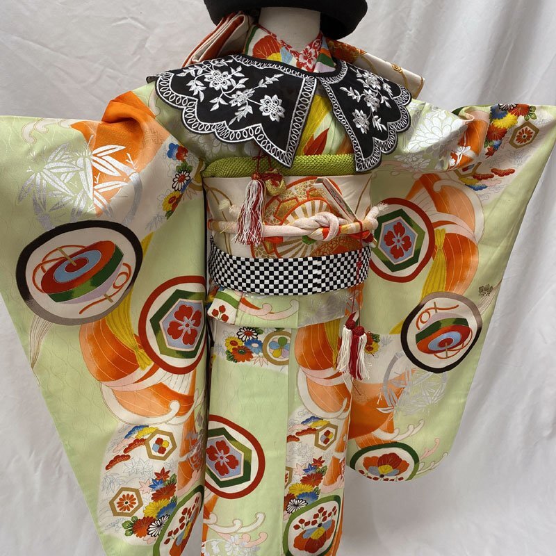 506ag66◎七五三 七歳 女児 セミアンティーク 着物&袋帯 総柄◎ 506ag66◎七五三 七歳 女児 セミアンティーク 着物&袋帯 総柄◎