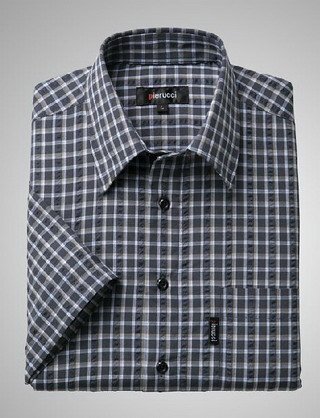 ピエルッチ/Pierucci　格子柄シアサッカー半袖シャツ２色組　Mサイズ