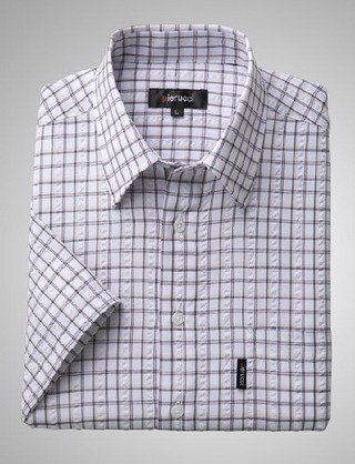 ピエルッチ/Pierucci　格子柄シアサッカー半袖シャツ２色組　Mサイズ