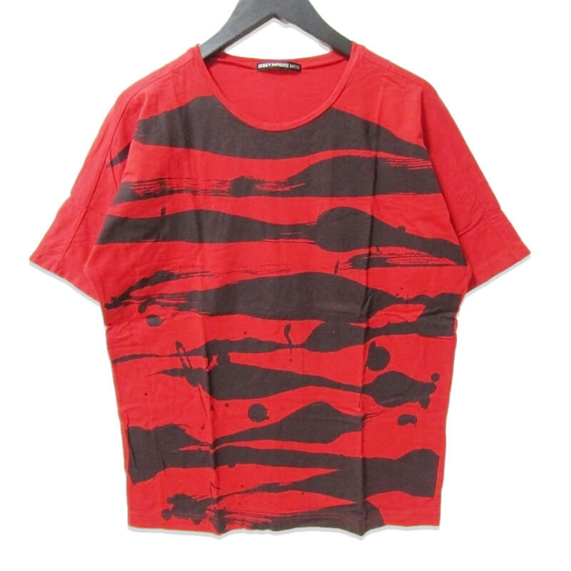 ISSEY MIYAKE MEN イッセイミヤケ 半袖Tシャツ ME23JK472 総柄 日本制 プリント Tee レッド 2 27110093