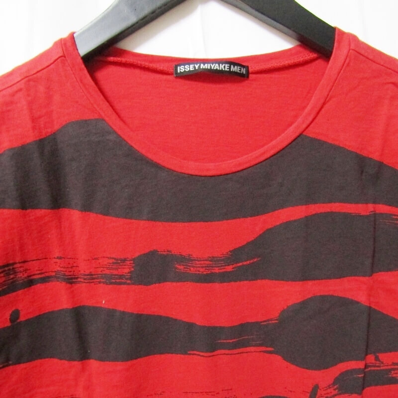 ISSEY MIYAKE MEN イッセイミヤケ 半袖Tシャツ ME23JK472 総柄 日本制 プリント Tee レッド 2 27110093