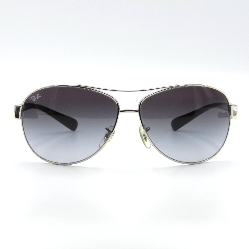 美品 Ray-Ban レイバン サングラス RB3386 イタリア制 ティアドロップ ツーブリッジ 003/8G シルバー/ブラック 61003031