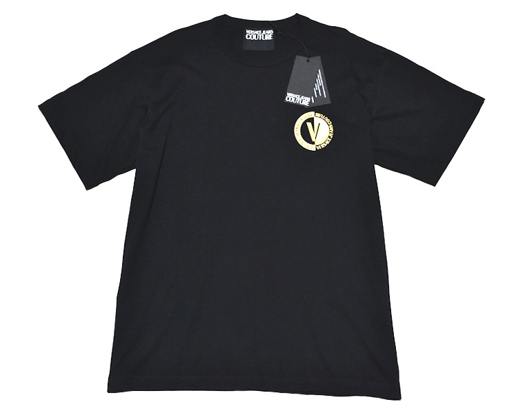【新品】希少XLサイズ VERSACE ヴェルサーチ JEANS COUTURE 高級(jí)ゴールドロゴ 半袖Tシャツ 上質(zhì)ラグジュアリー 紙タグ付き 9673