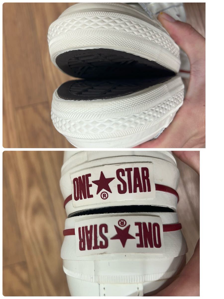 [64143.0615N]* б/у * хранение товар * Converse спортивные туфли красный 24.5. с коробкой ONE STAR все Star липучка * кожа спортивные туфли 