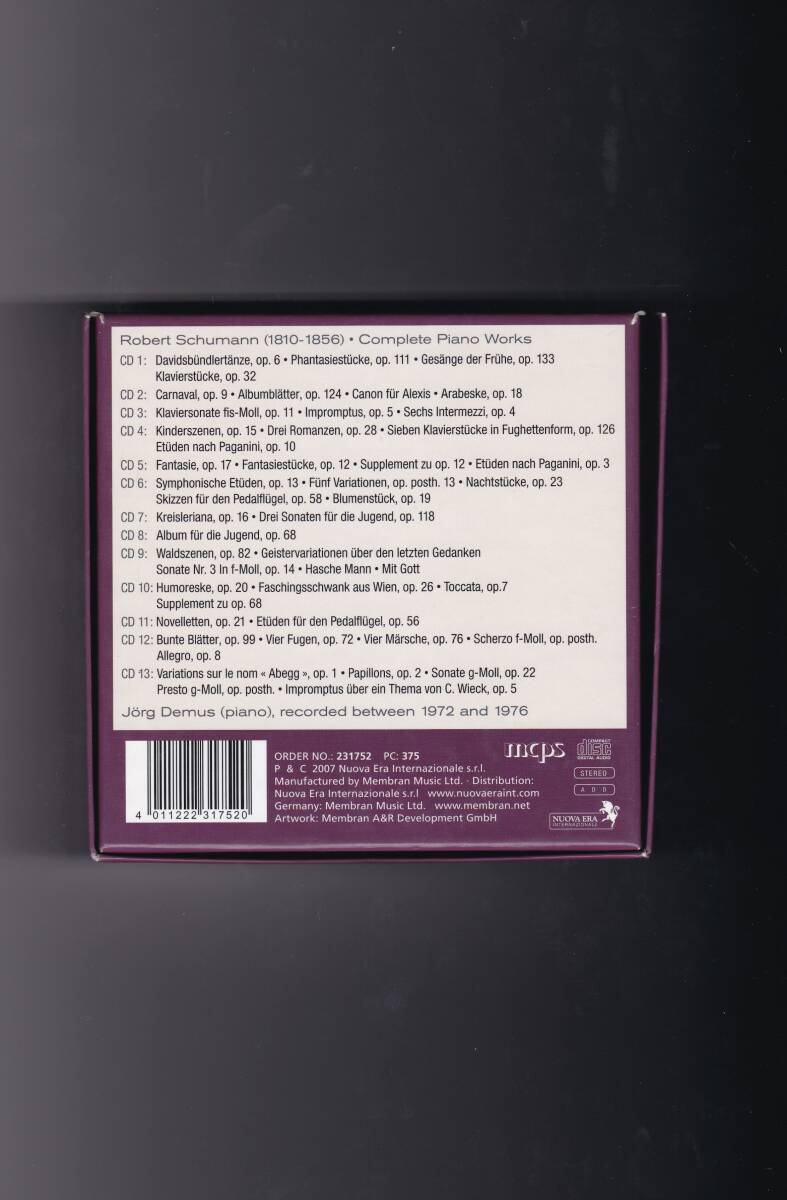 ロベルト?シューマン　ピアノ獨奏曲全集　イェルク?デームス　１３ＣＤ