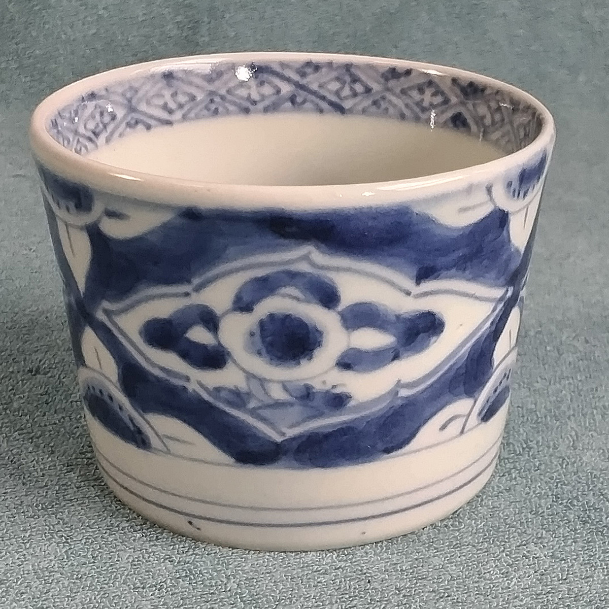 HS】07【古伊万里 染付 蕎麦猪口 向付 湯呑 藍染付 花文様 底部
