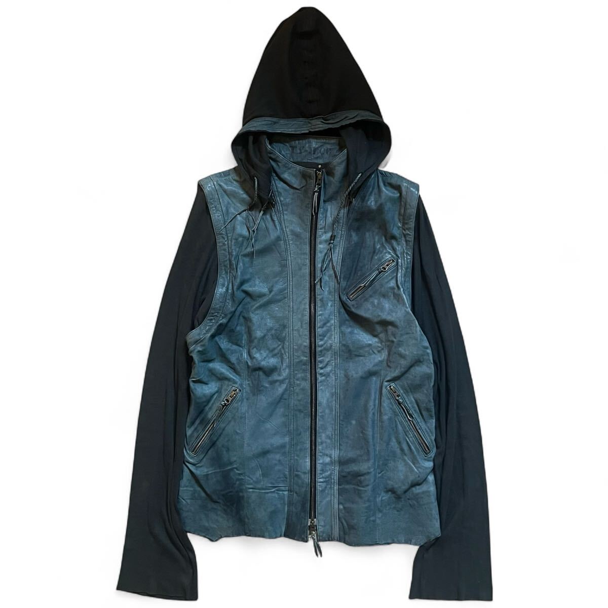 LGB パーカー ifsixwasnine 14th addiction 00s 14th addiction leather hoodie zip jacket 3way archive