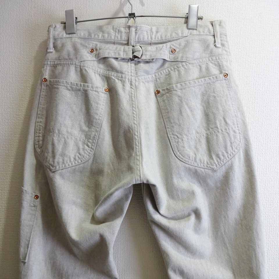 即決★ 送料無★ ジョンブル　テーパードワークデニムパンツ　W81cm　シンチバック　レディース　AP158　ライトシルバー　日本制　I936