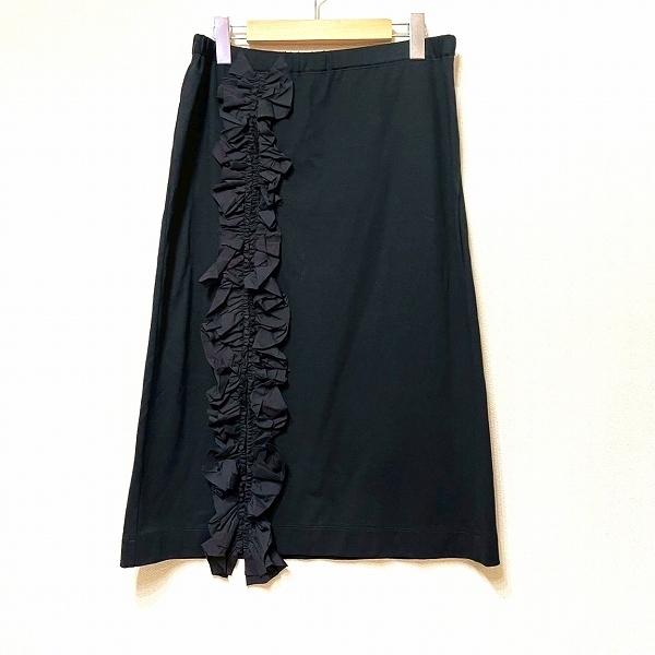 #apc イッセイミヤケ ISSEYMIYAKE スカート 3 黒 フリル リボン スリット レディース [911019]
