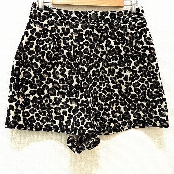 #anc ローズティアラ Rose Tiara パンツ 42 アイボリー 黒 茶 ショートパンツ キュロット ヒョウ柄 大きいサイズ レディース [950526]