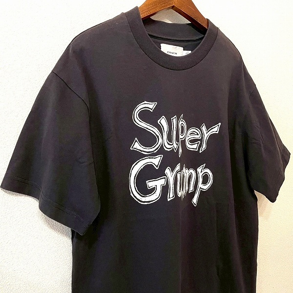 #sxc コーチ COACH Tシャツ カットソー S チャコールグレー 半袖 プリント レディース [941026]