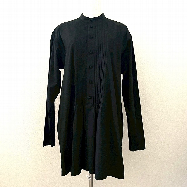 #apc ASHA MDS イッセイミヤケ ISSEYMIYAKE チュニック 黒 ノーカラー ボタン 美品 レディース [942277]