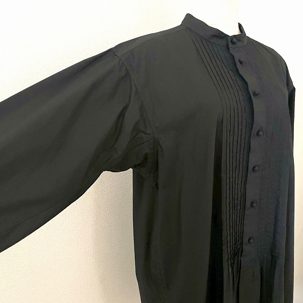 #apc ASHA MDS イッセイミヤケ ISSEYMIYAKE チュニック 黒 ノーカラー ボタン 美品 レディース [942277]