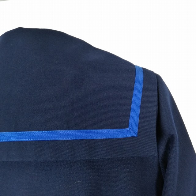 1円 セーラー服 ジャンパースカート リボン 上下3點(diǎn)セット 指定 冬物 青1本線 女子 學(xué)生服 神奈川鶴巻中學(xué) 紺 制服 中古 ランクC NA0850