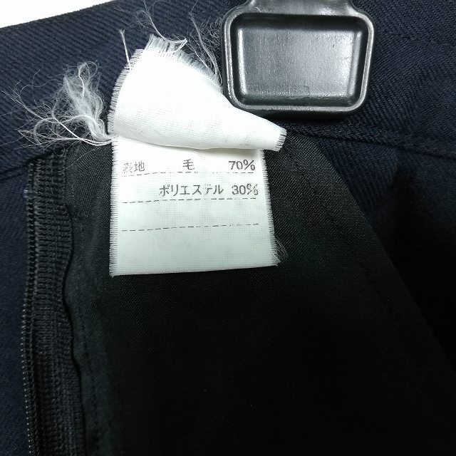 1円 スクールスカート 大きいサイズ 冬物 w98-丈56 紺 中學(xué) 高校 M.YURIKO プリーツ 學(xué)生服 制服 女子 中古 HK4690