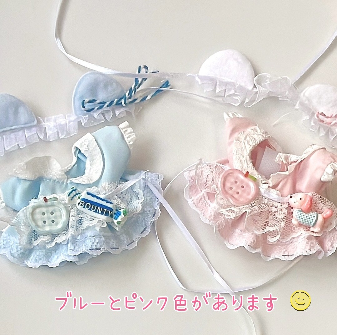 ぬい服 10cm 貓耳 レース ピンク ワンピース ぬいぐるみ服 3點セット 推し活 著せ替え イベント 新品
