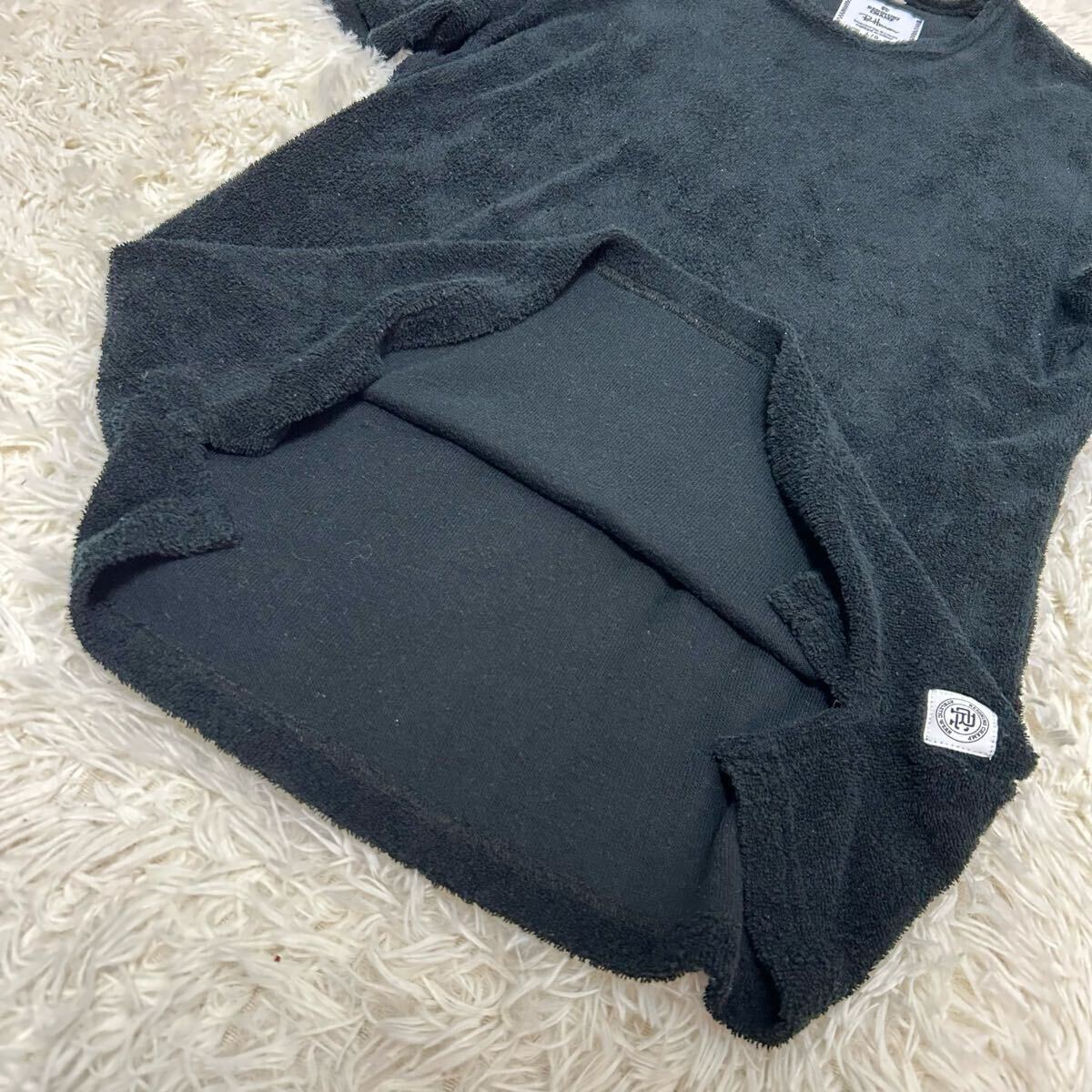 1円 Ron Herman REIGNING CHAMP コラボ パイル生地　tシャツ 半袖 シャツ 無地 クルーネック ブラック 黒 レイニングチャンプ ロンハーマン