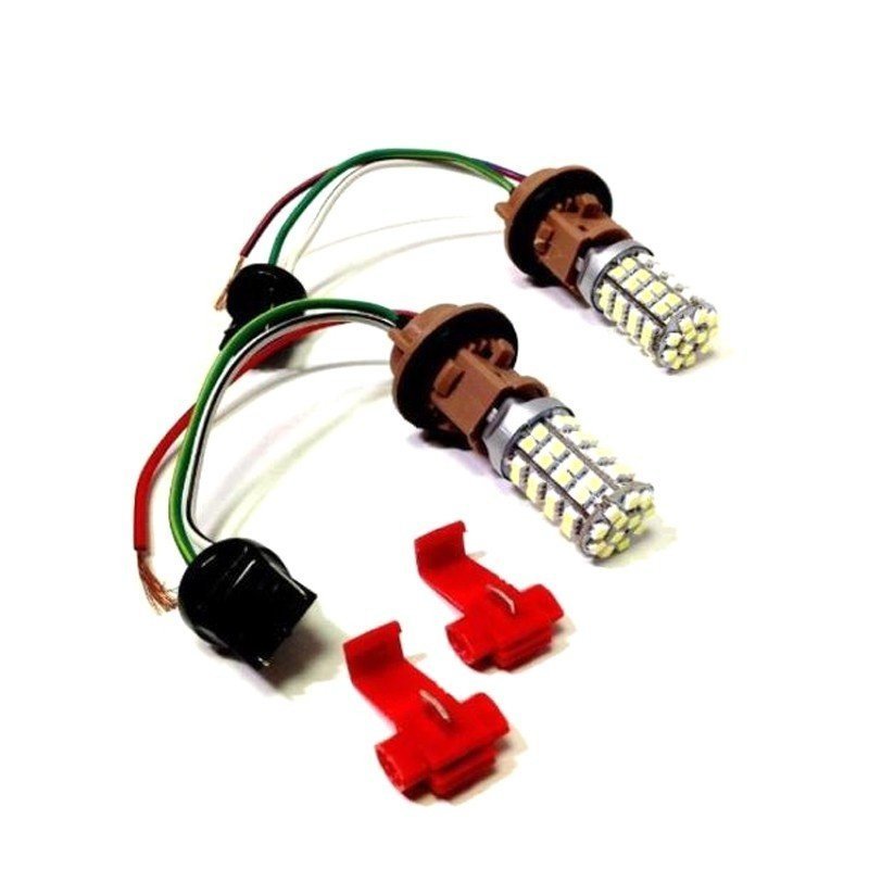 LEDウインカー T20 2チップ120 ポジション ホワイト/オレンジ?レッド/オレンジ ツインカラー ダブル球 T20ソケット付き 2本 送料無(wú)料