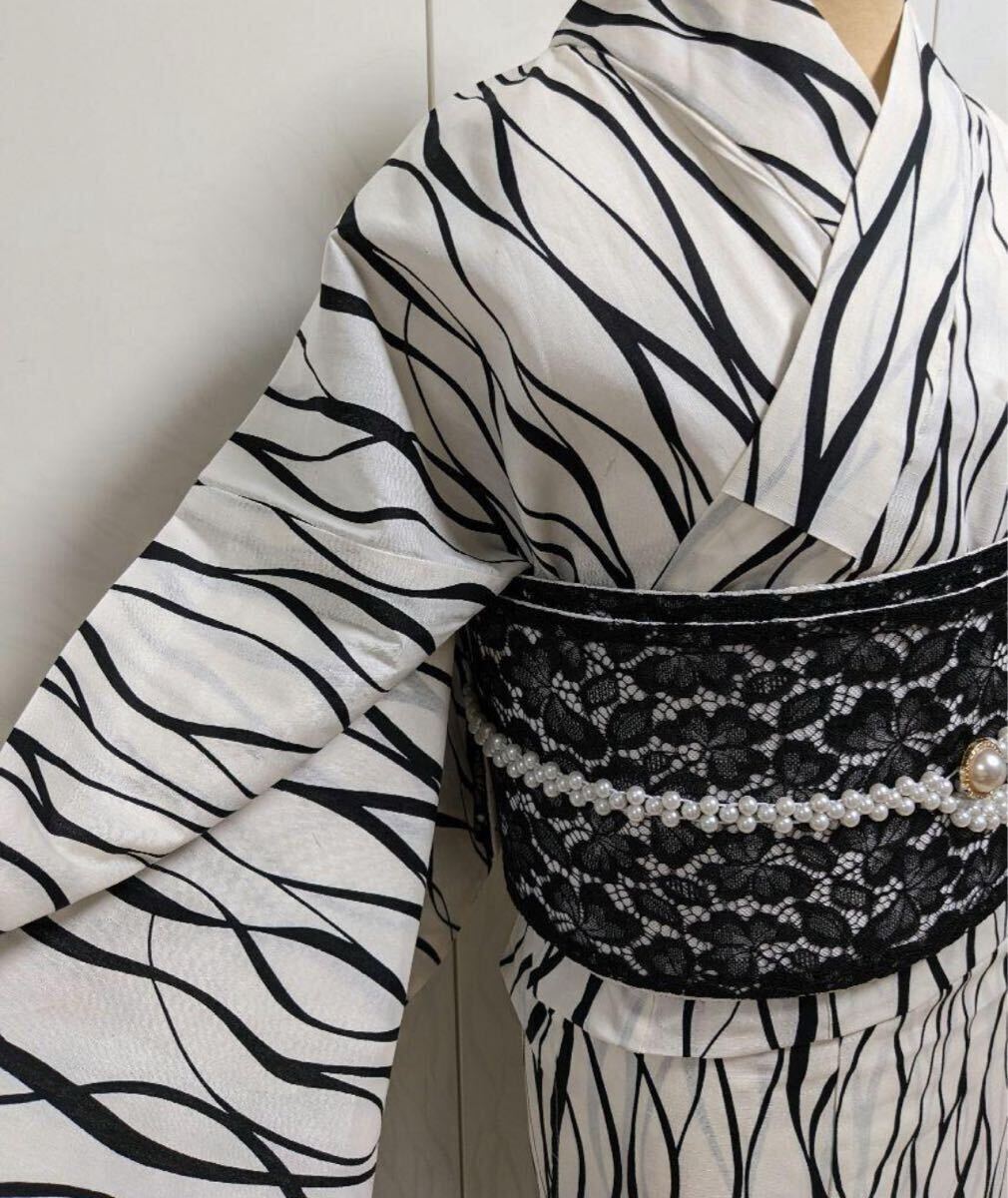 yu.. юката белый чёрный bai цвет yukata юката одиночный товар распродажа размер LyukataL белый черный фейерверк . Event .