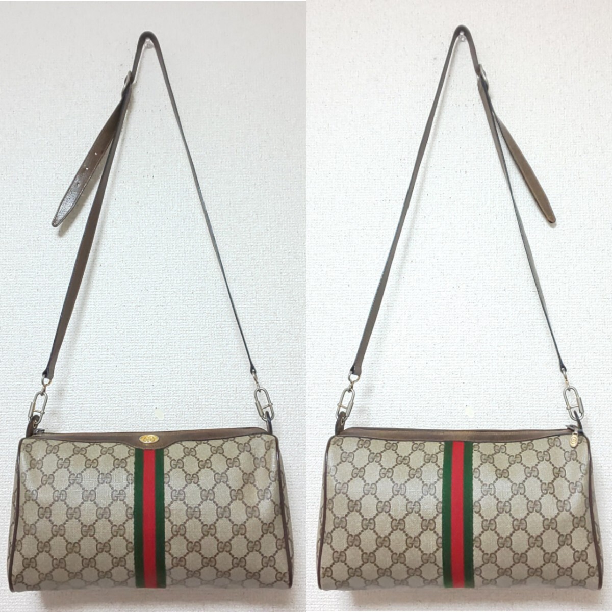 【つるもも】オールドグッチ シェリーライン ショルダーバッグ PVC 美品】OLD GUCCI オールドグッチ シェリーライン ヴィンテージ
