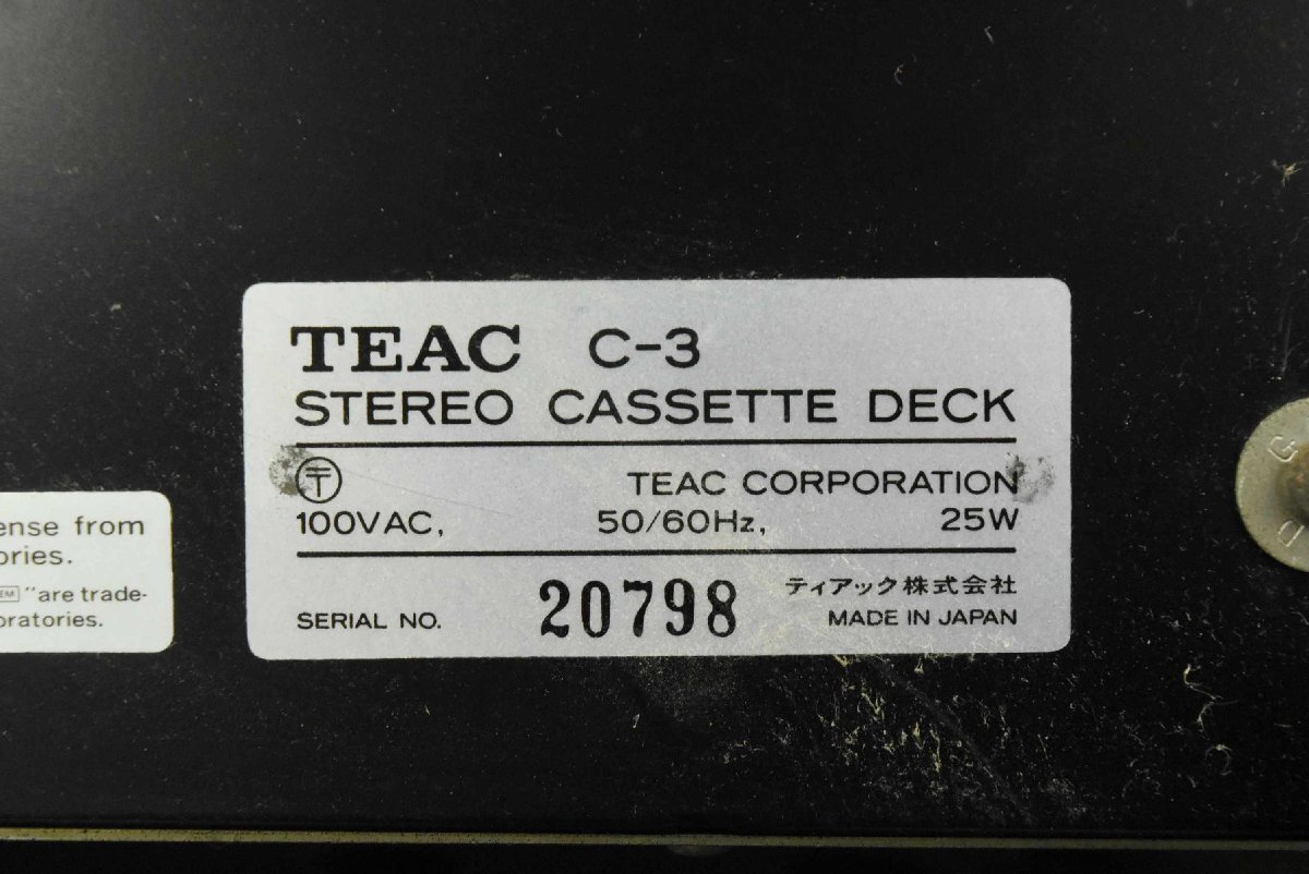 【J】TEAC C-3 カセットデッキ ティアック 231290