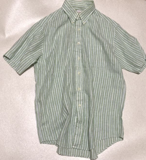 ★90sビンテージ?希少麻100%◎美品部類◎ブルックスブラザース◎半袖シャツ◎10時間以內(nèi)のご入札は翌日発送不可