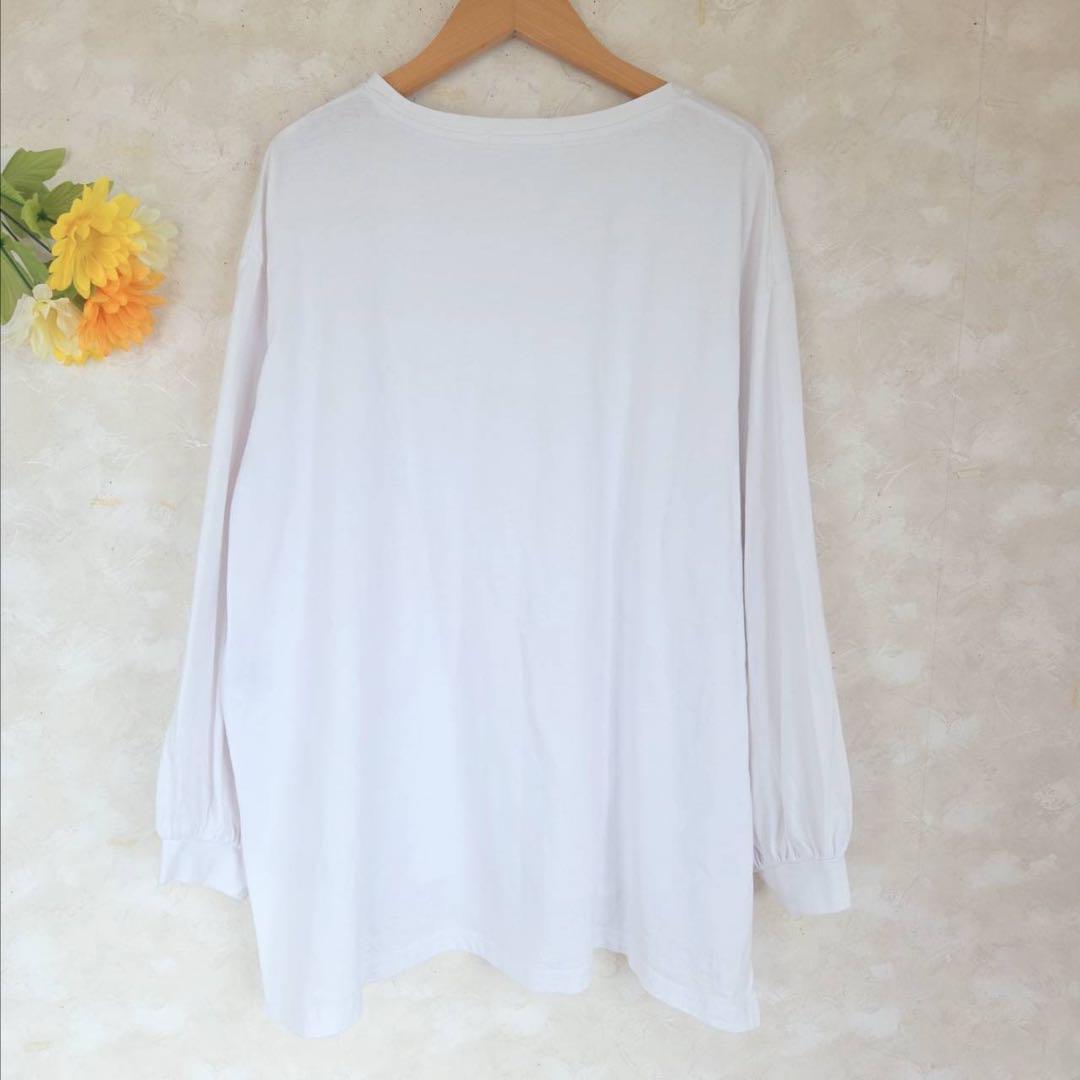 アメリカンホリック 前後差サイドスリット カットソー【L】長袖 オフホワイト_画像2