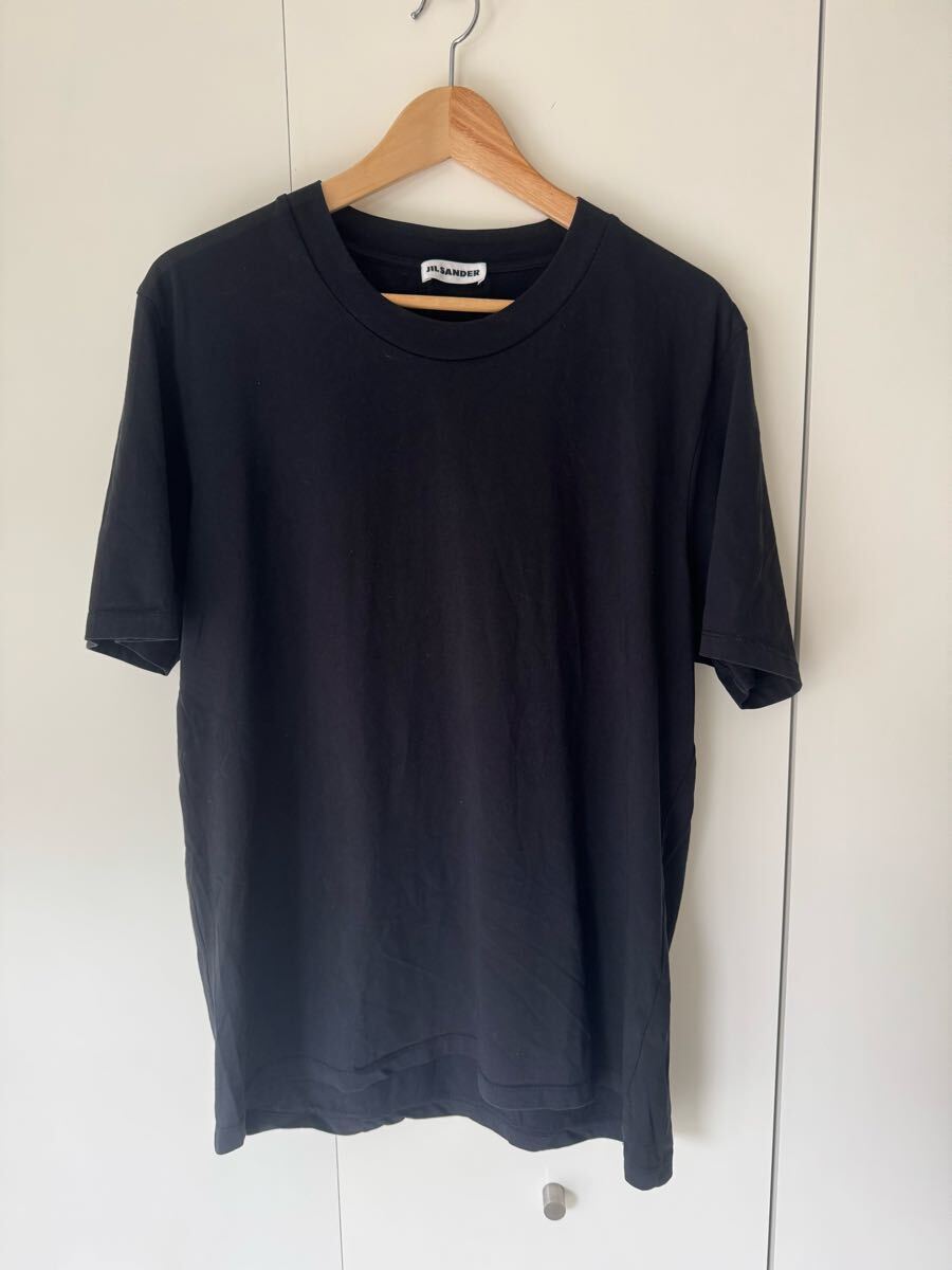 美品 JIL SANDER ジルサンダー　クルーネックブラック半袖 T シャツ サイズ XL 黒