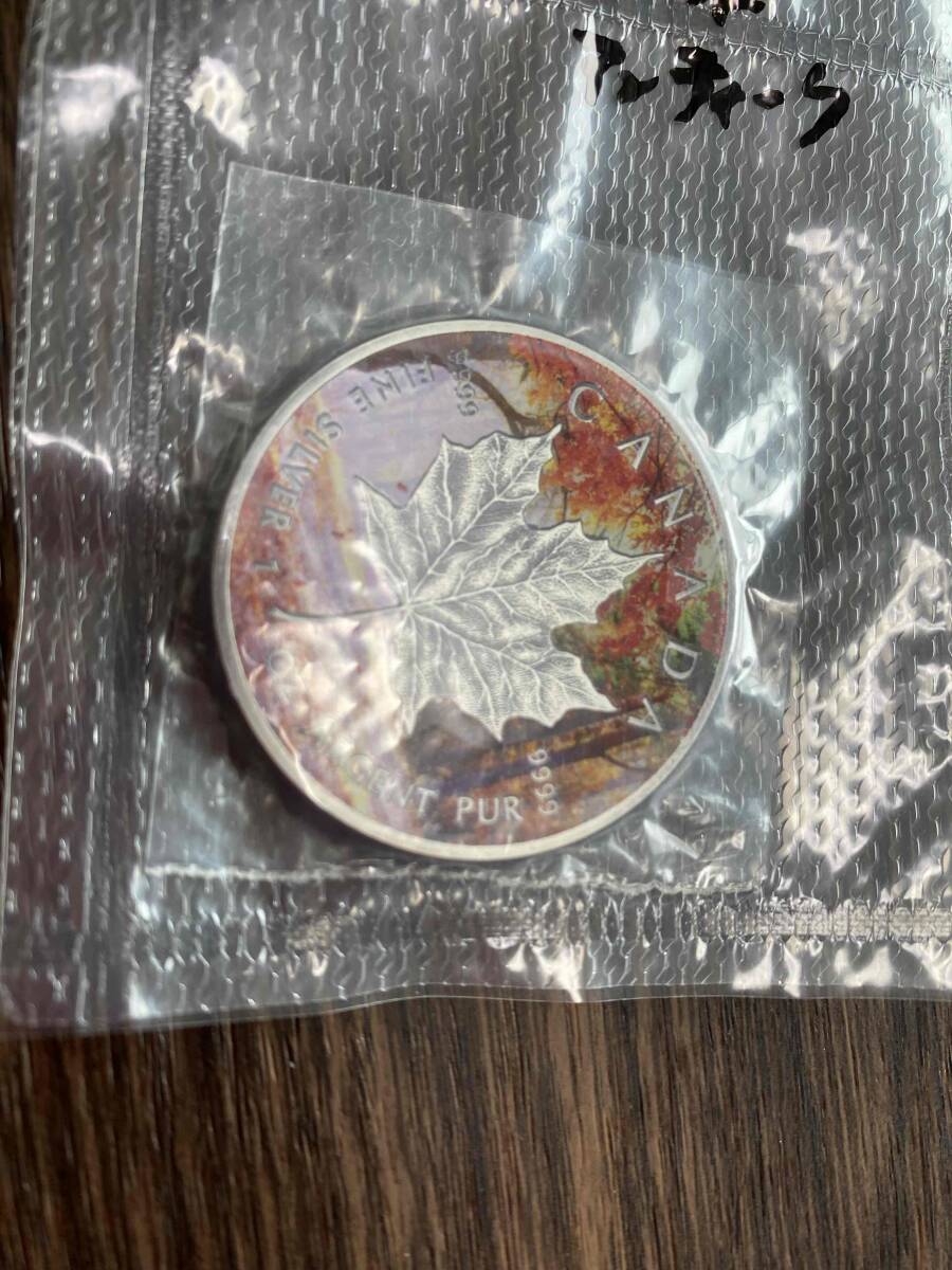 2016年 紅葉 アンティーク メイプルリーフ カナダ 5ドル銀貨 1